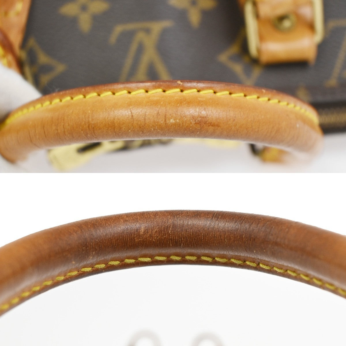 LOUIS VUITTON LV Logo Alma Hand Bag Monogram Leather Brown France M51130 82CA688