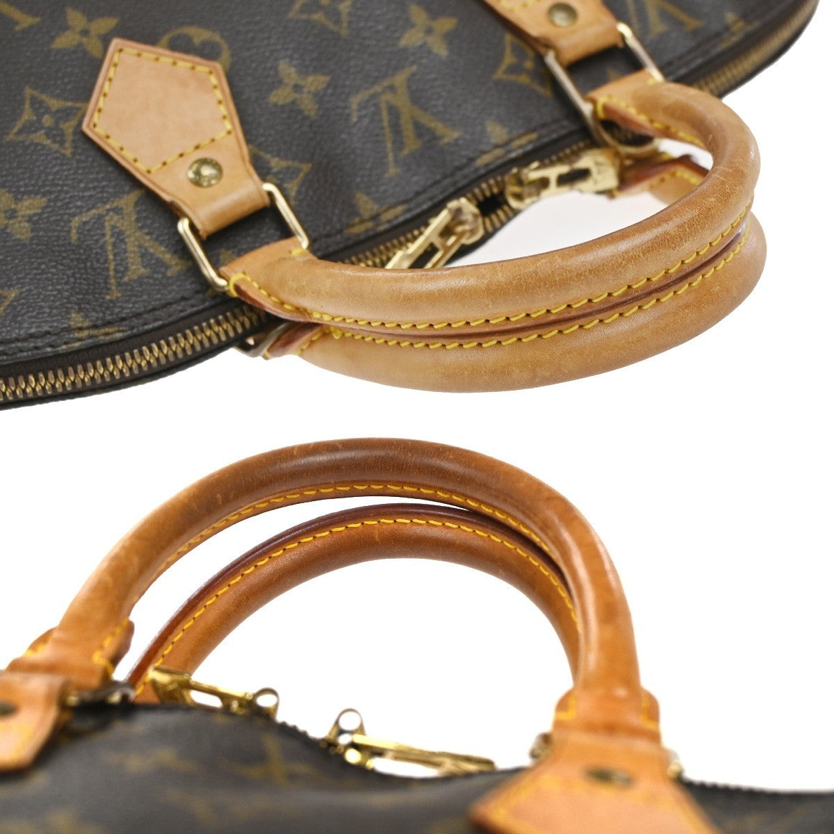 LOUIS VUITTON LV Logo Alma Hand Bag Monogram Leather Brown France M51130 82EG341