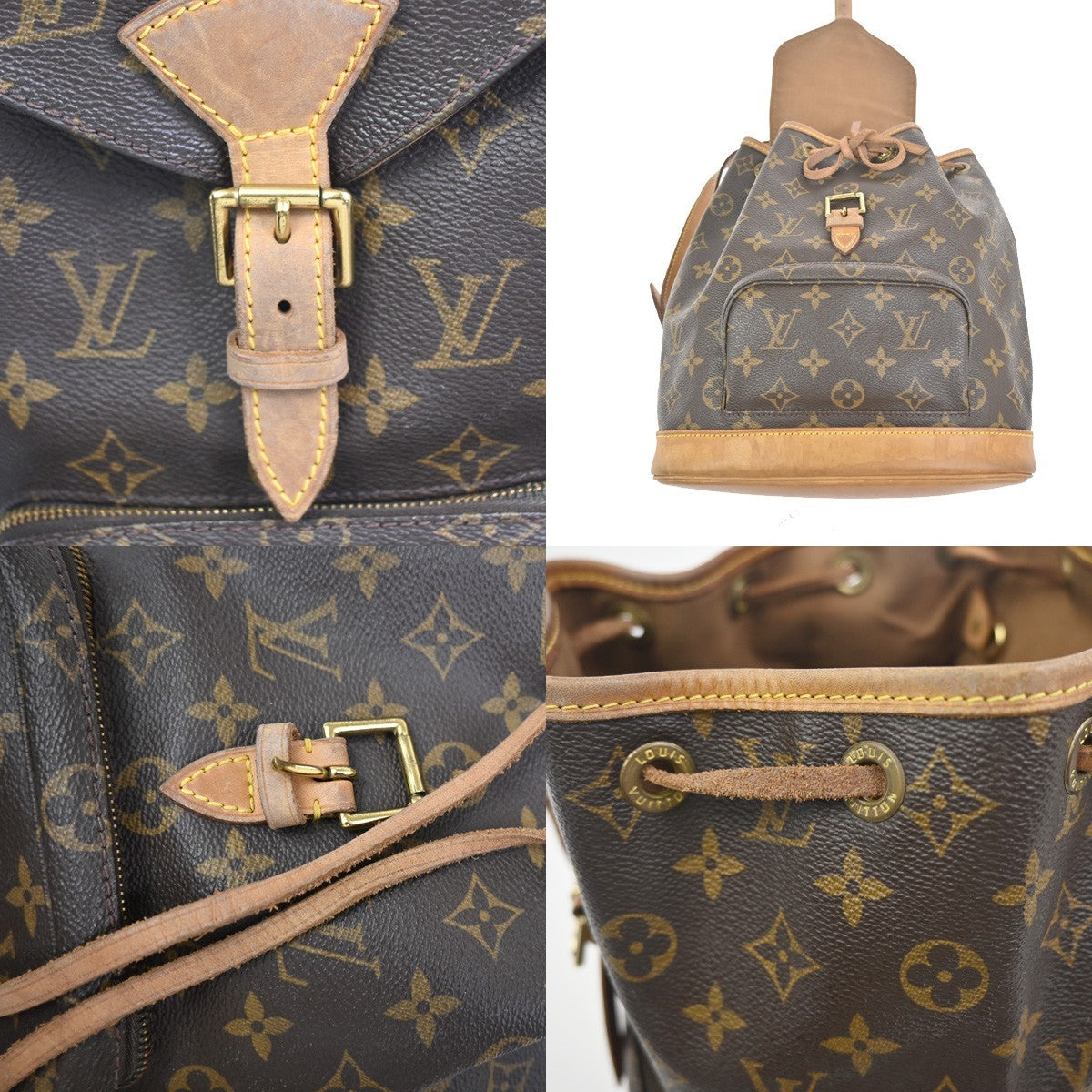 LOUIS VUITTON Montsouris MM Backpack Bag Monogram Leather Brown M51136 15ZA330