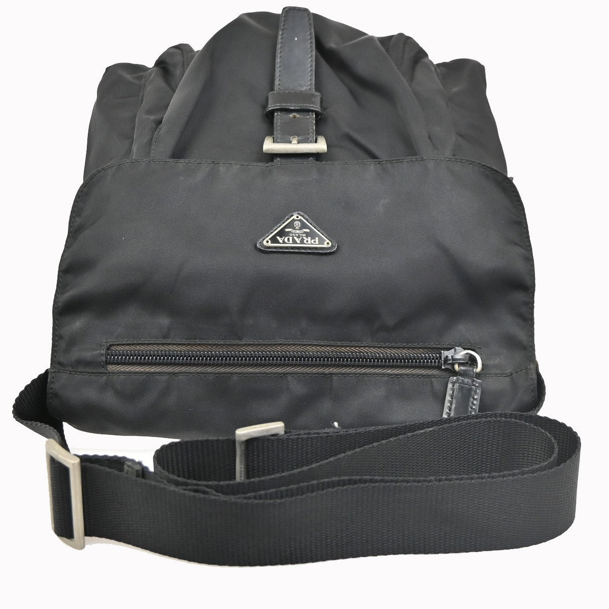 PRADA Logo Tessuto Mini Shouler Bag Nylon Leather Black SHW Italy 69YJ257