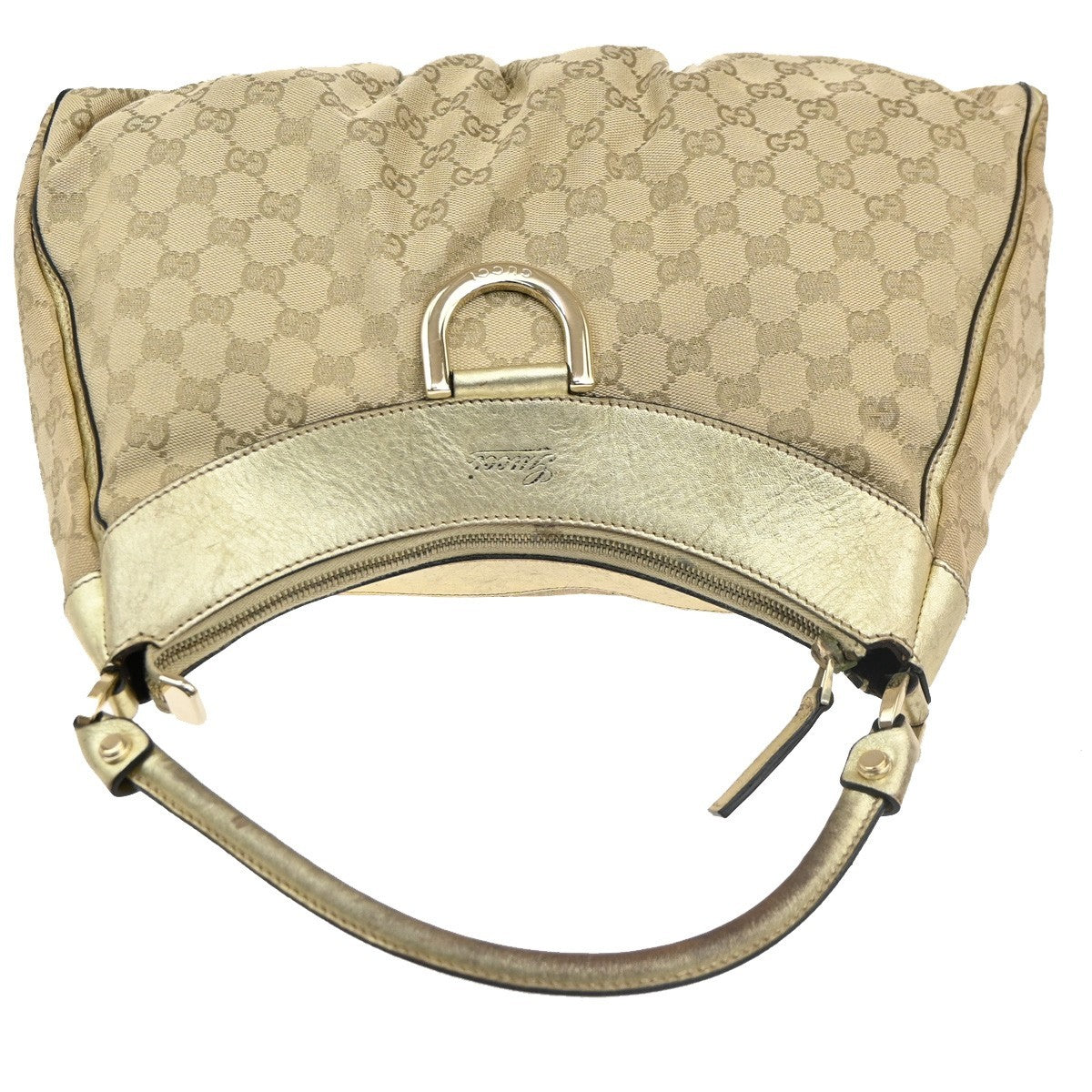 GUCCI Logo Abbey GG Shoulder Hand Bag Canvas Leather Gold GHW Italy 04MA154