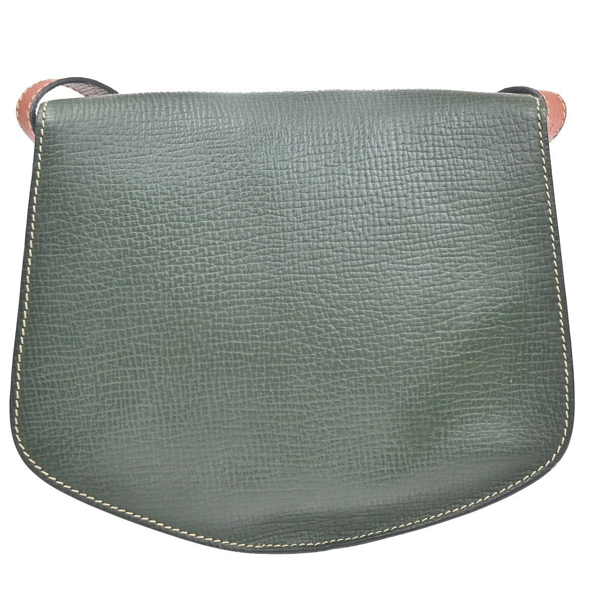 LOEWE Logo Barcelona Bicolor Shoulder Bag Leather Green Brown Italy 87KC777