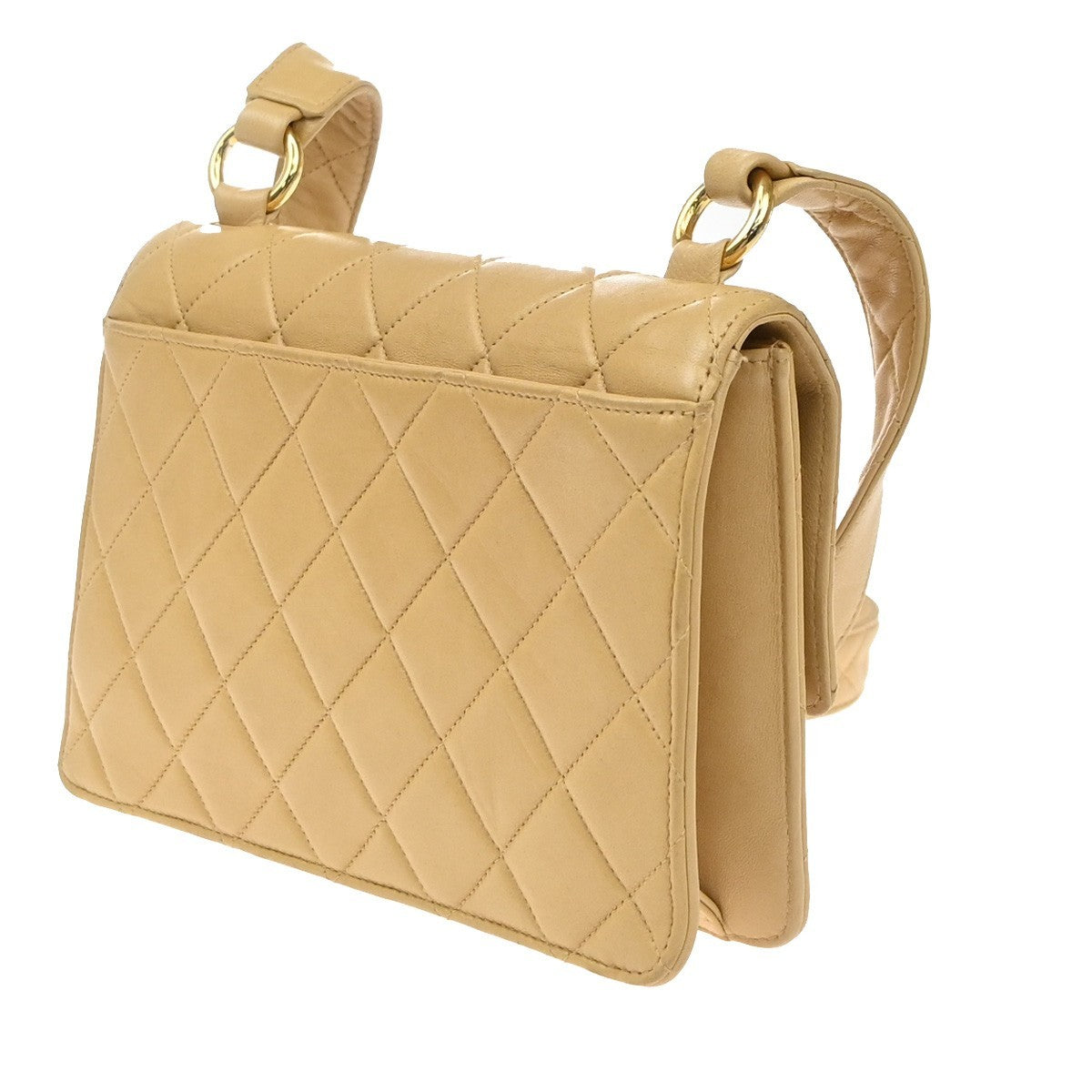 CHANEL Matelasse 22 Shoulder Bag Leather Beige Vintage 396RP180