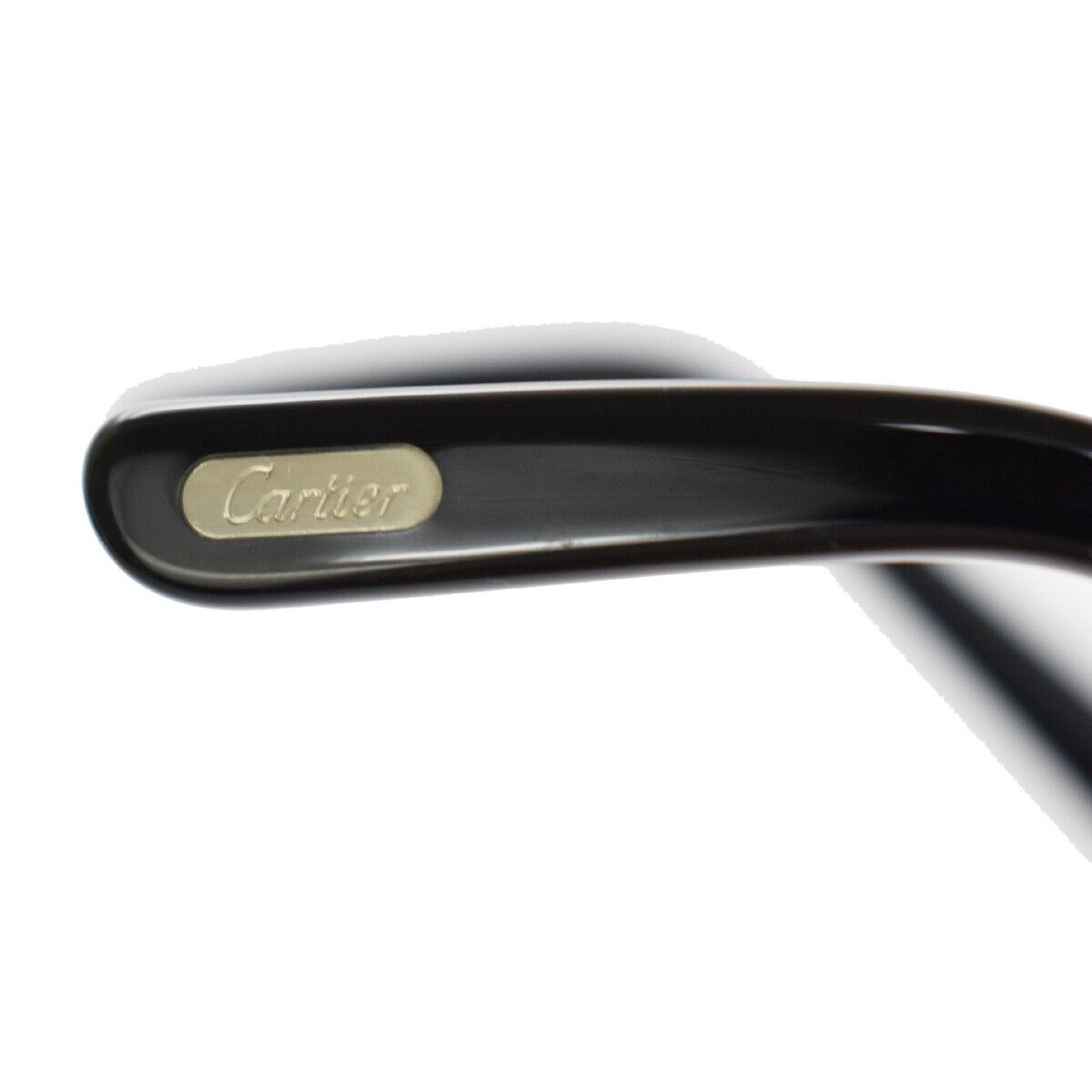 CARTIER Logo Sunglasses Eye Wear Metal Plastic Black Silver 09YD473