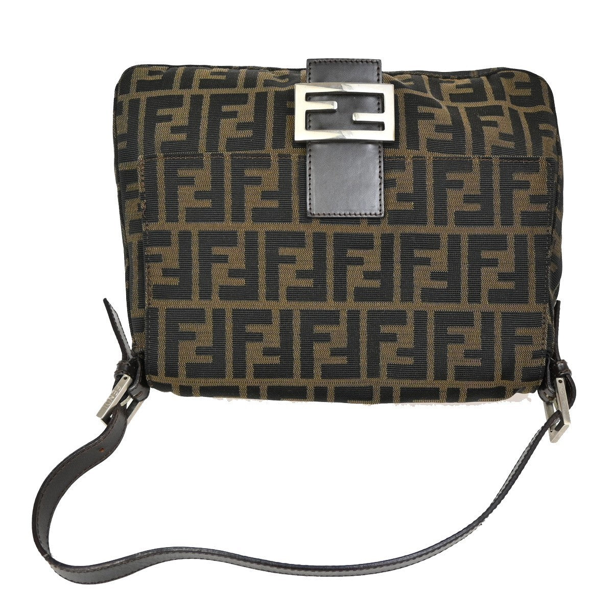FENDI Logo Zucca Pattern Hand Bag Canvas Leather Brown SHW Italy 12KB535