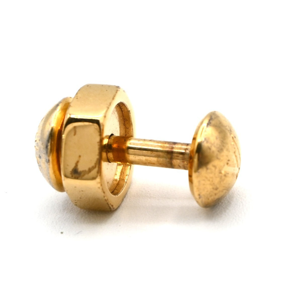LOUIS VUITTON Cufflinks Bouton Set Case Damier Ebene Gold Italy M61030 61KC477
