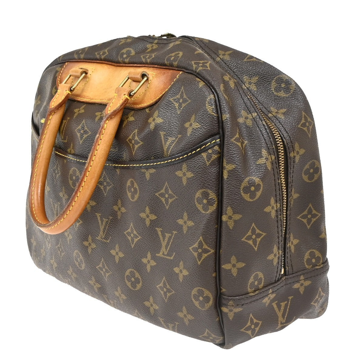 LOUIS VUITTON LV Logo Deauville Hand Bag Monogram Leather Brown M47270 65ZA315