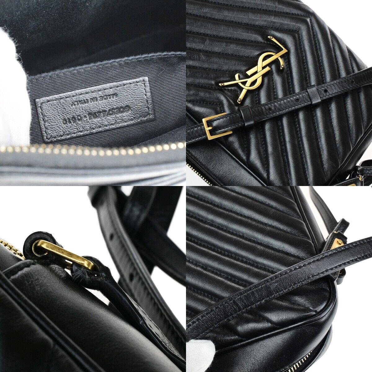 SAINT LAURENT YSL Logo Lou Tassel Shoulder Bag Leather Black GHW Italy 638RK536