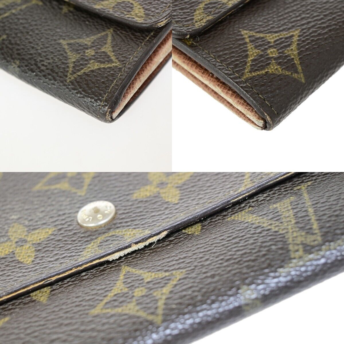 LOUIS VUITTON LV Logo 4 Set Bifold Trifold Long Wallet Monogram Brown 69KA307