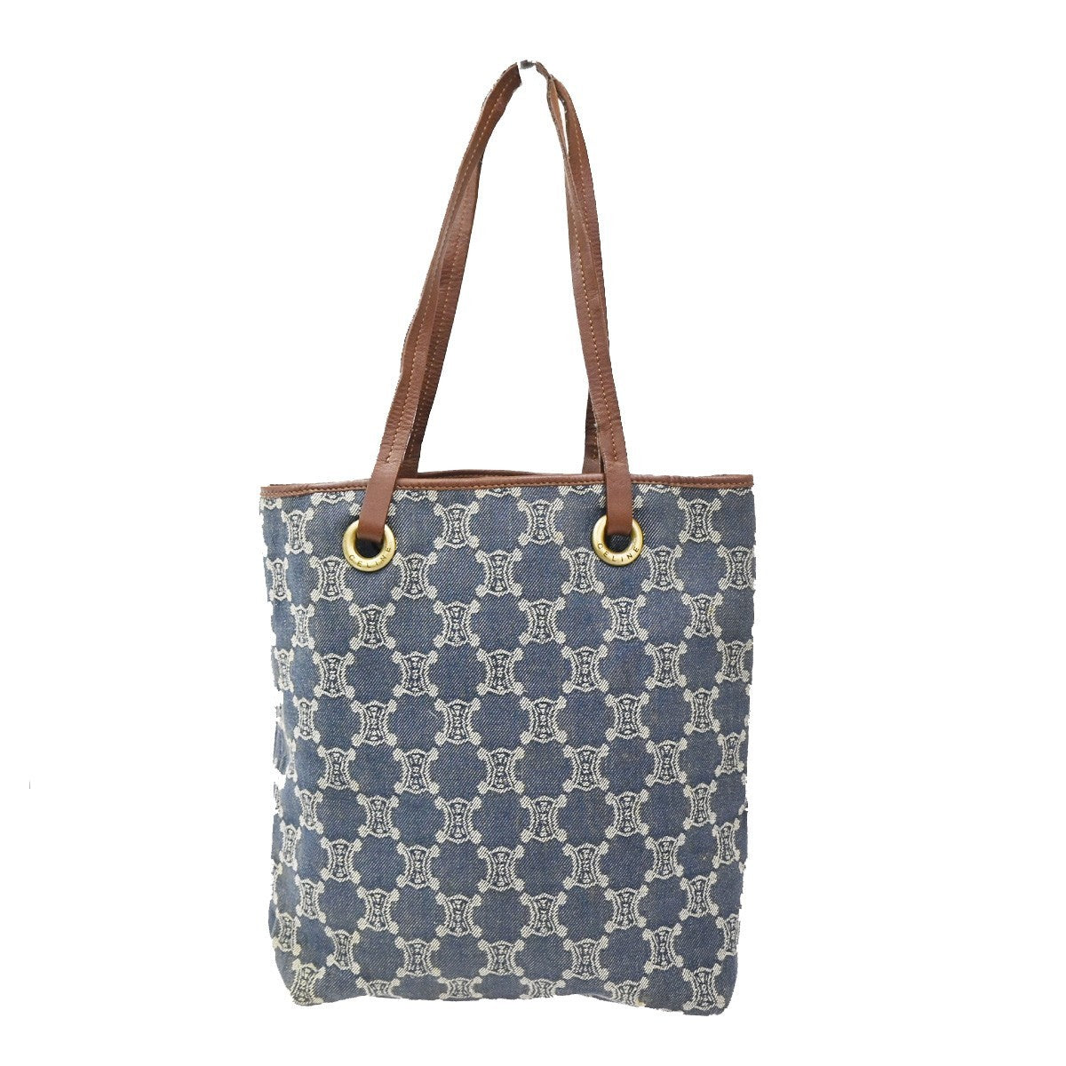 CELINE Logo Macadam Pattern Shoulder Bag Canvas Leather NY BN GHW Italy 66CA534
