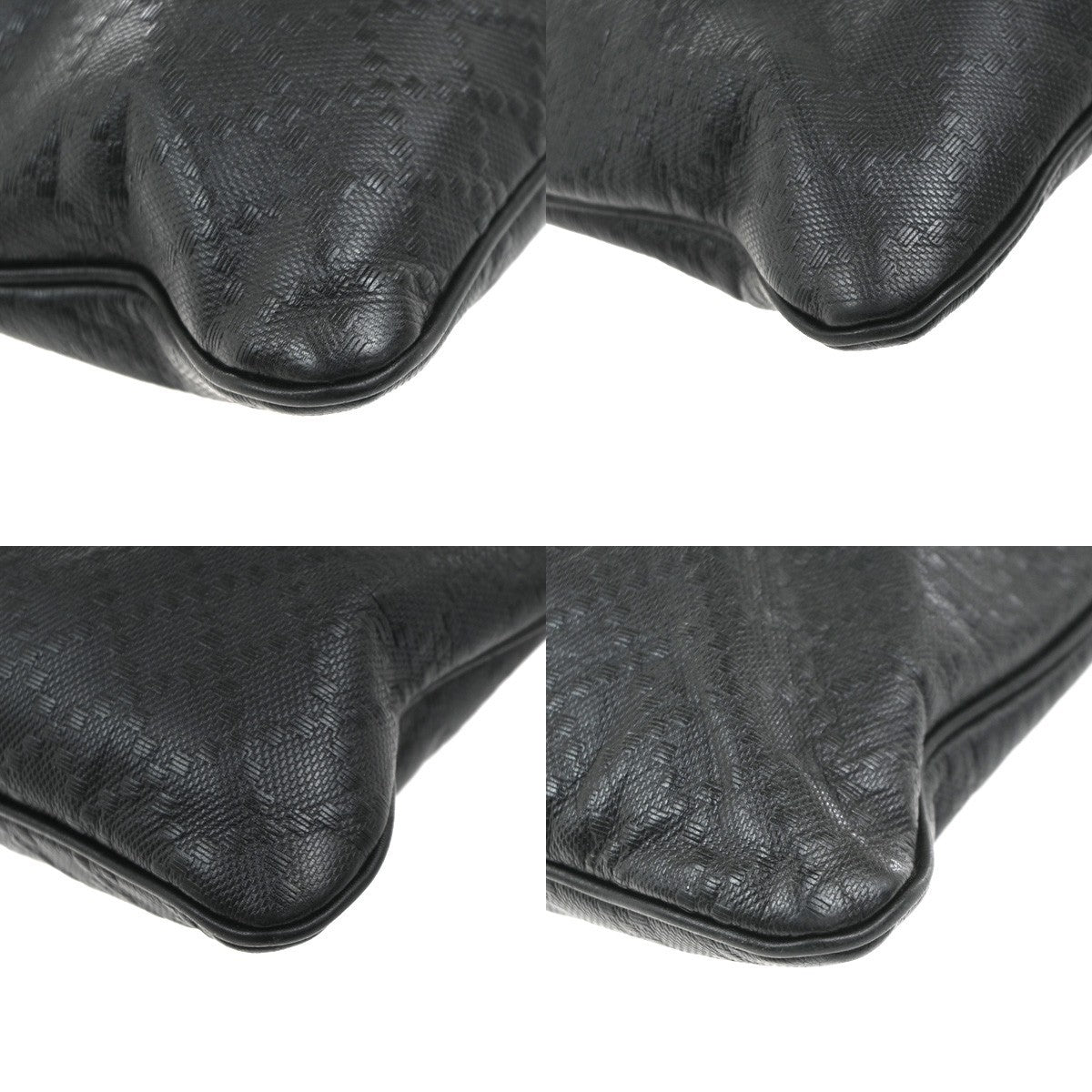 GUCCI Logo Diamante Crossbody Shoulder Bag PVC Leather Black GHW Italy 34KP438