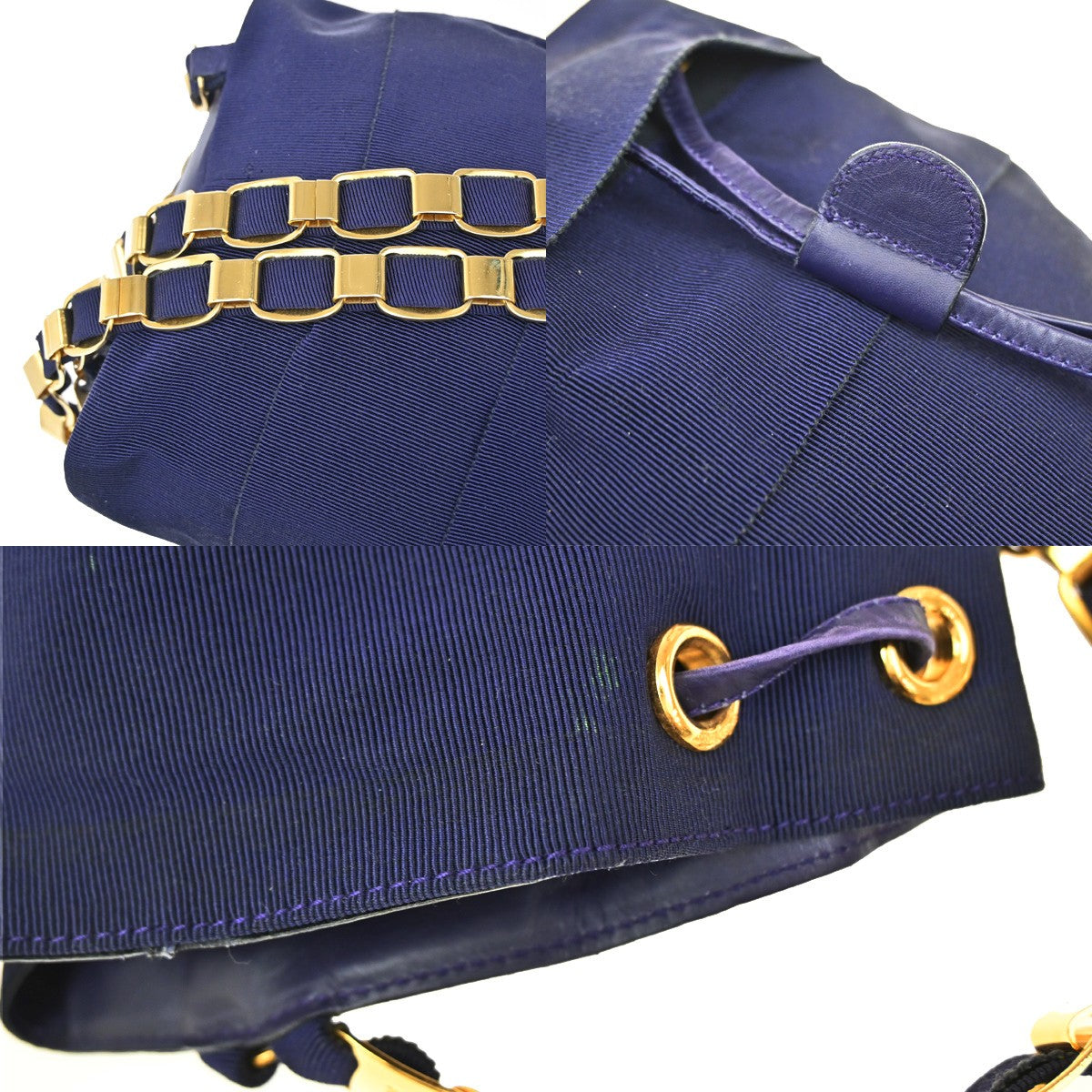 SALVATORE FERRAGAMO Vara Chain Shoulder Bag Canvas Leather Purple GHW 63YH214