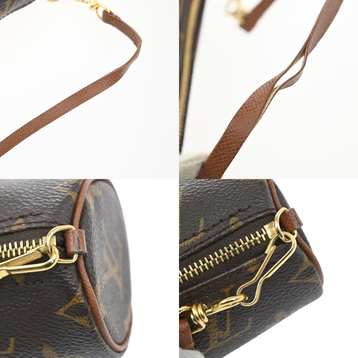 LOUIS VUITTON LV Papillon Pouch Bag Monogram Leather Brown France 38MA591