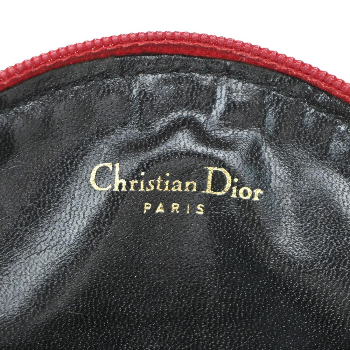CHRISTIAN DIOR Logo 2 set Coin Case Wallet Leather Red Black GHW Italy 05EG142