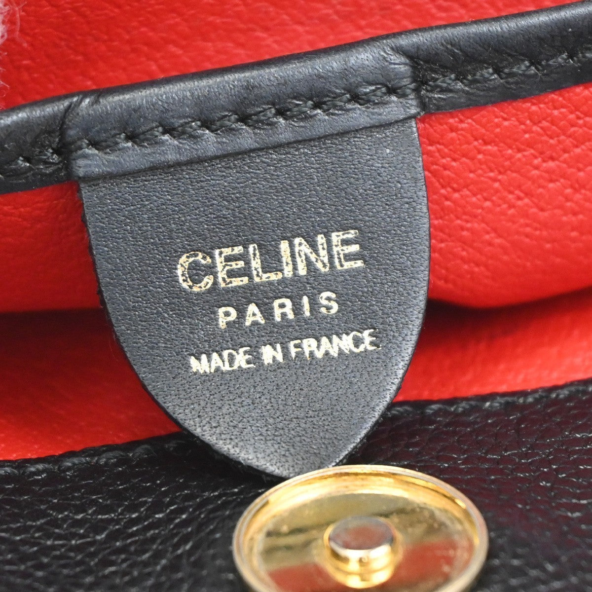 CELINE Logo Toggle Clasp Shoulder Bag Leather Black GHW France 04CA574