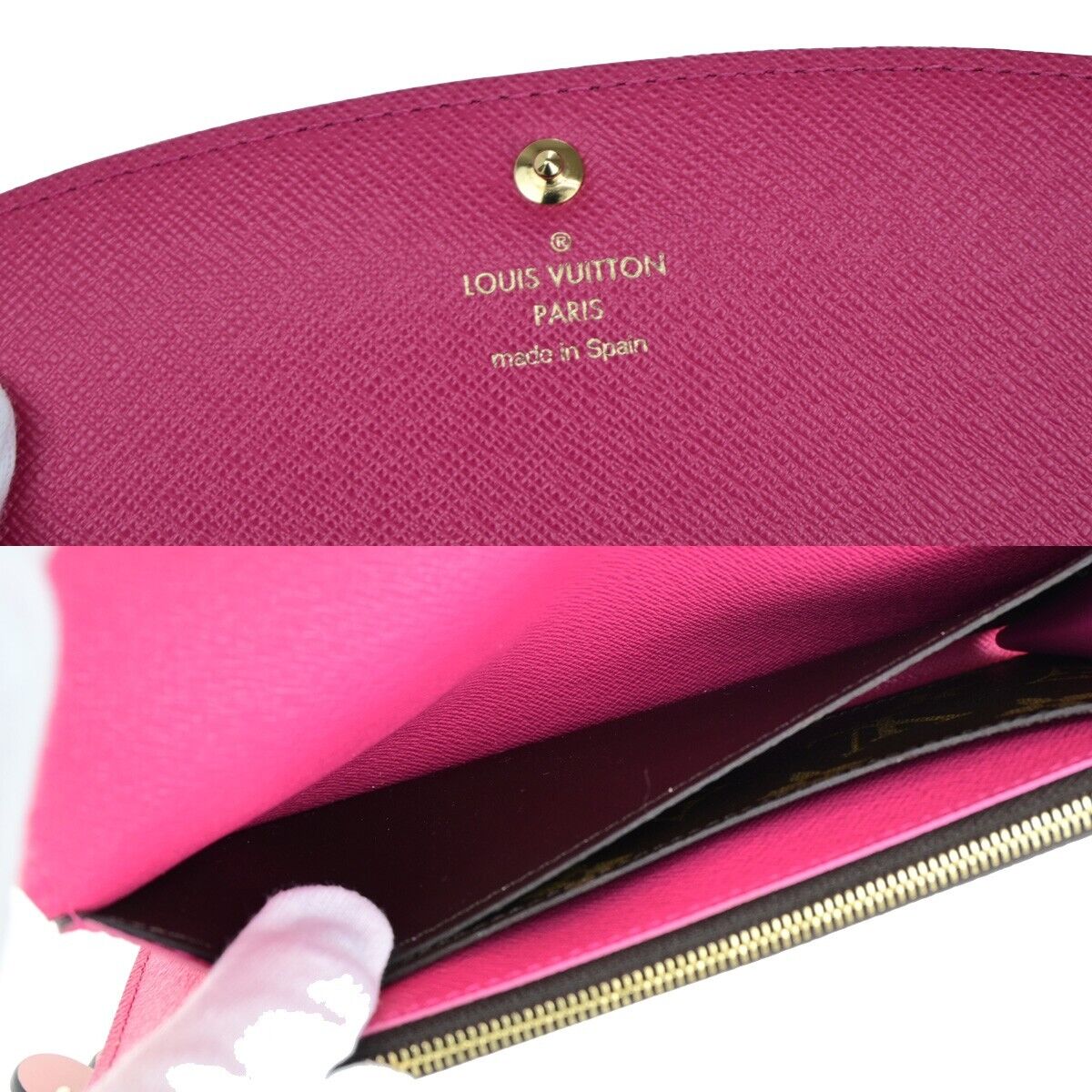 LOUIS VUITTON Portefeuille Emilie Long Wallet Monogram Brow Pink N64202 34SJ472