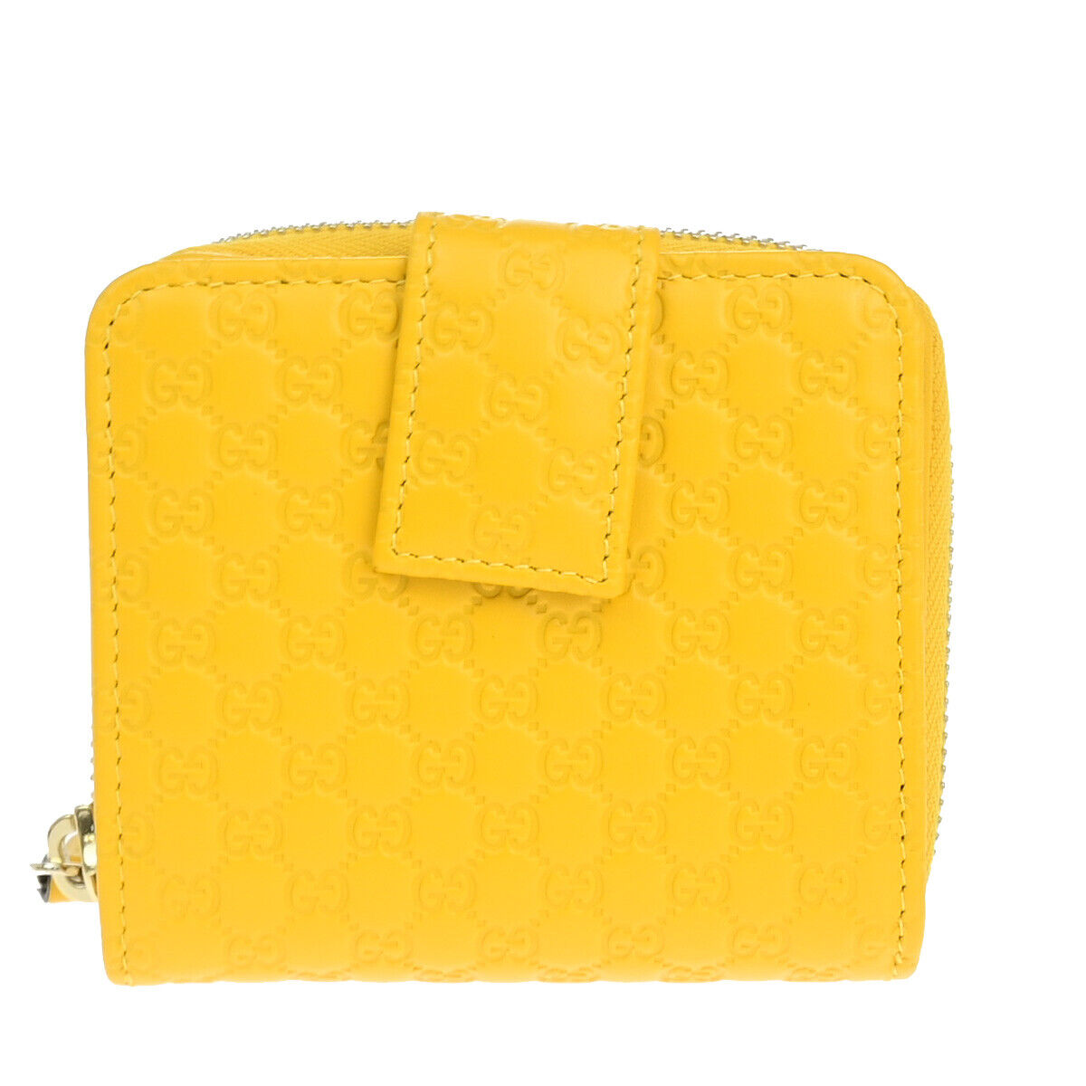 GUCCI Logo Micro GG Pattern Bifold Wallet Purse Leather Yellow GHW Italy 86YF035