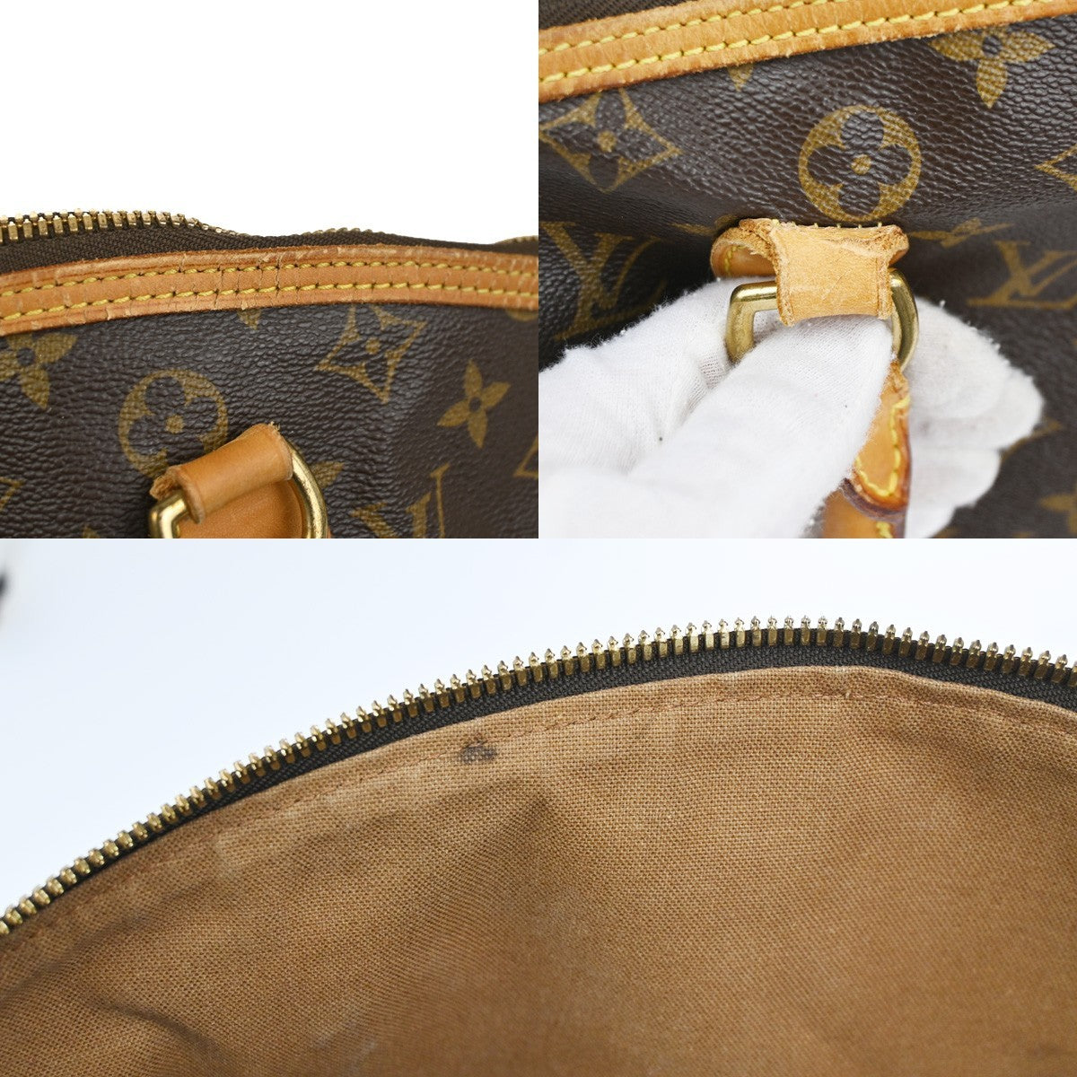 LOUIS VUITTON Logo Lockit Shoulder Bag Monogram Leather Brown M40104 33TA499