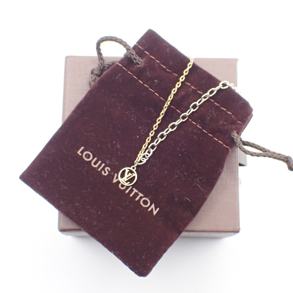 LOUIS VUITTON Logomania Chain Long Necklace Gold Silver M68074 Italy 30KP558