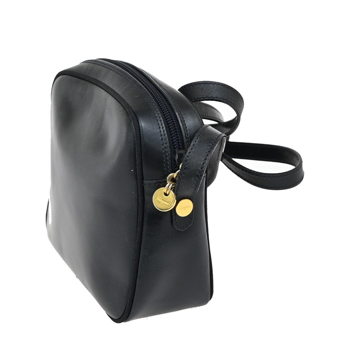 SALVATORE FERRAGAMO Vara Crossbody Shoulder Bag Leather Black Italy 61FC125