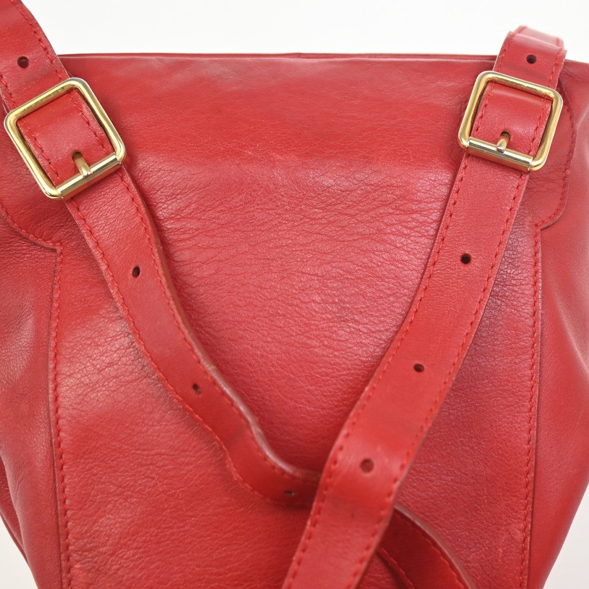 GUCCI Logo Bamboo Drawstring Mini Backpack Bag Leather Red GHW Italy 62ZA194