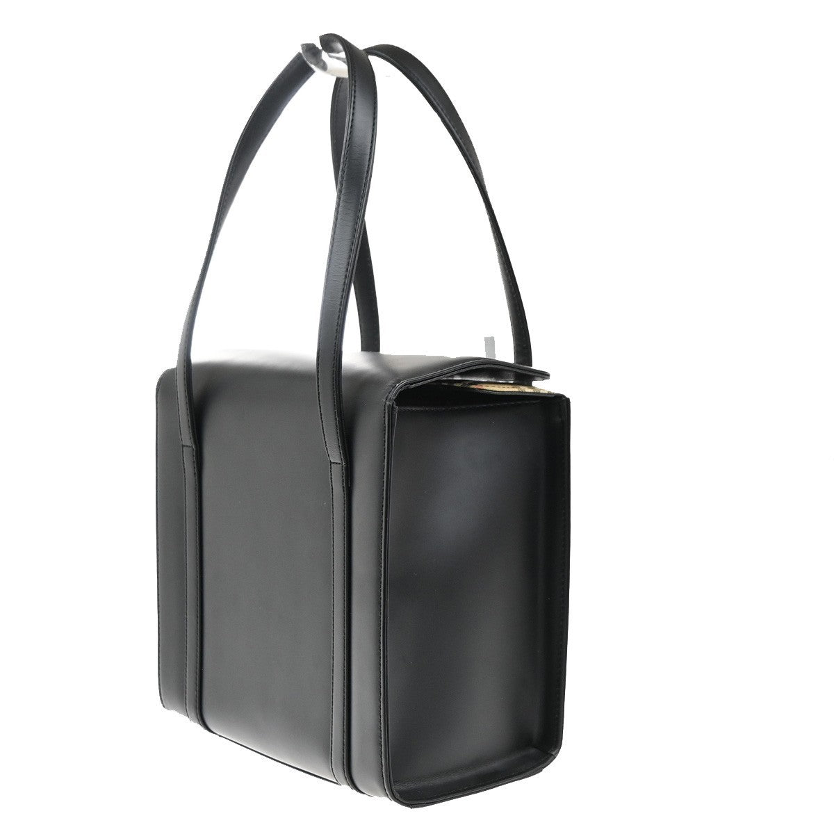 Burbrrys Logo Nova Check Shadow Horse Shoulder Hand Bag Leather Black 30KC505