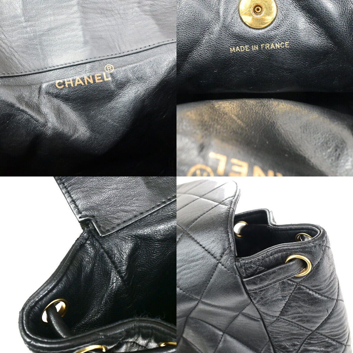 CHANEL CC Logo Matelasse Chain Backpack Bag Leather Black GHW Vintage 889RK563
