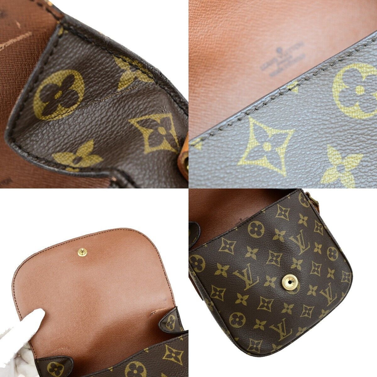 LOUIS VUITTON Saint Cloud MM Shoulder Bag Monogram Leather Brown M51243 35ED021
