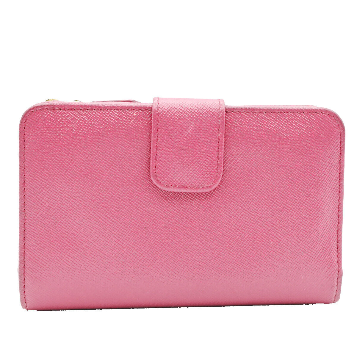 PRADA Logo Saffiano Bifold Wallet Purse Ibisco Pink GHW 69YE529