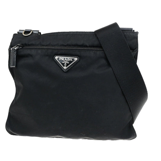 PRADA Logo Tessuto Crossbody Shoulder Bag Nylon Leather Black SHW Italy 31SJ612