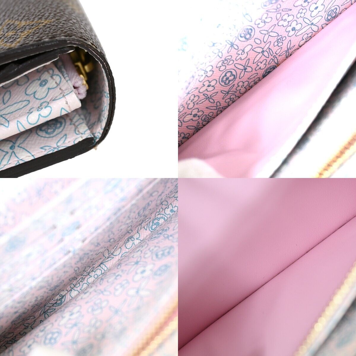 LOUIS VUITTON Sarah Long Bifold Wallet Monogram Fleuri Brown Rose M60232 34HB364