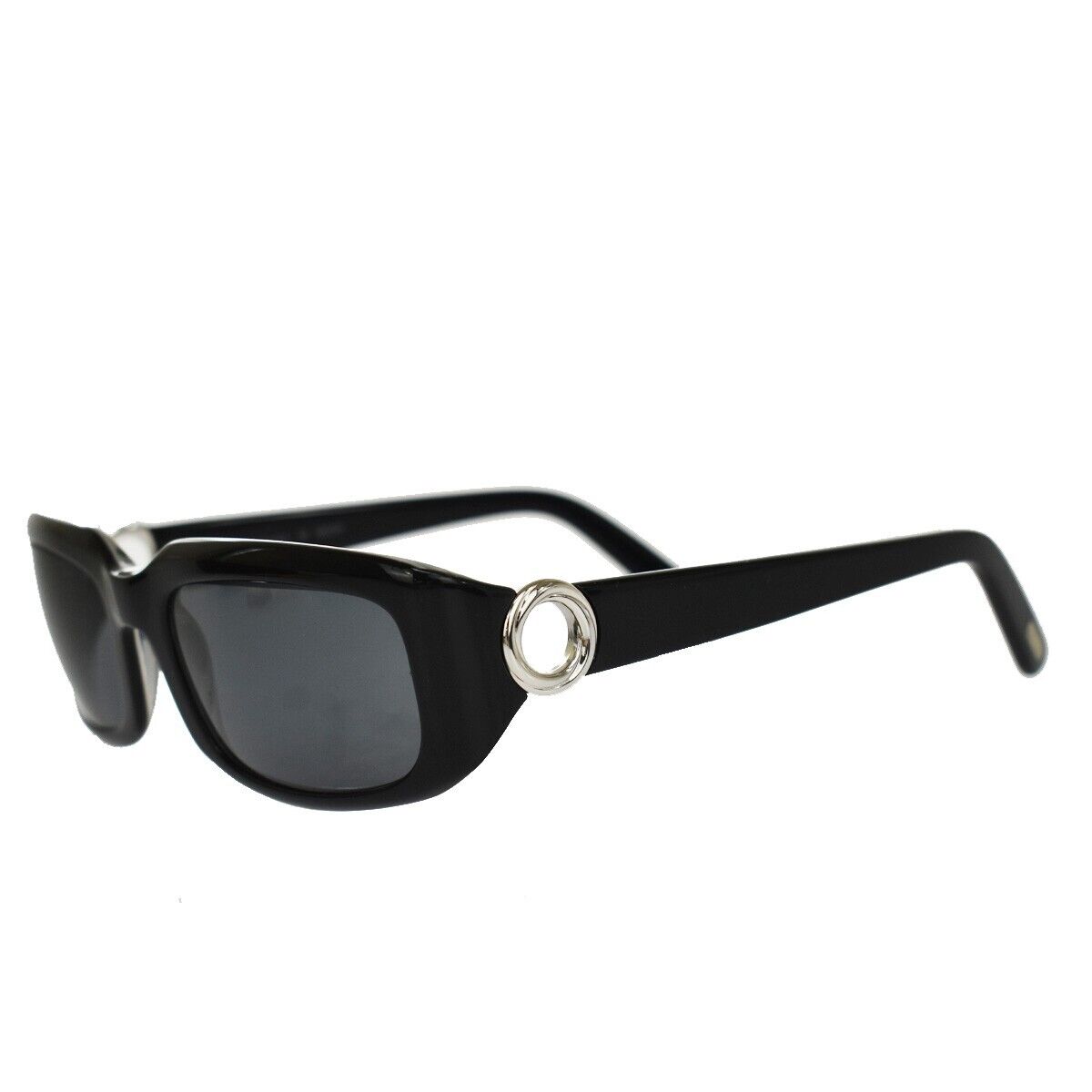 CARTIER Logo Sunglasses Eye Wear Metal Plastic Black Silver 09YD473