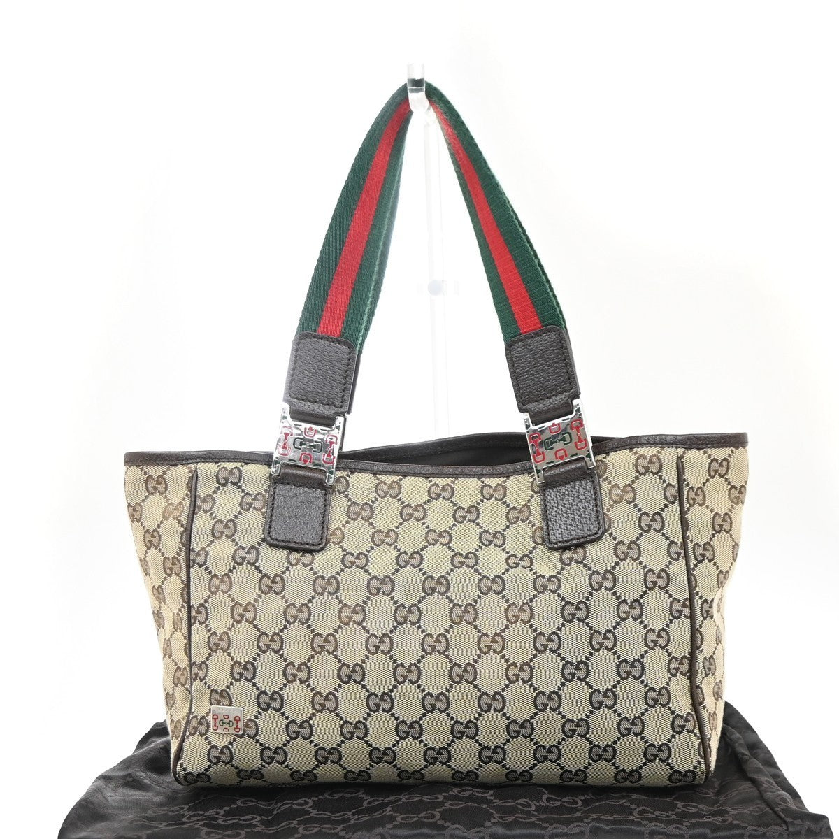 GUCCI Logo Sherry GG Pattern Shoulder Hand Bag Canvas Leather BE Italy 87KC450