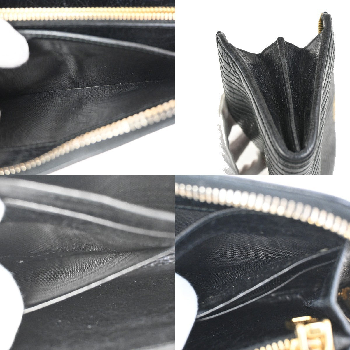 MIU MIU LOGO Matelasse Long Zipper Around Wallet Leather Black GHW 63KD079