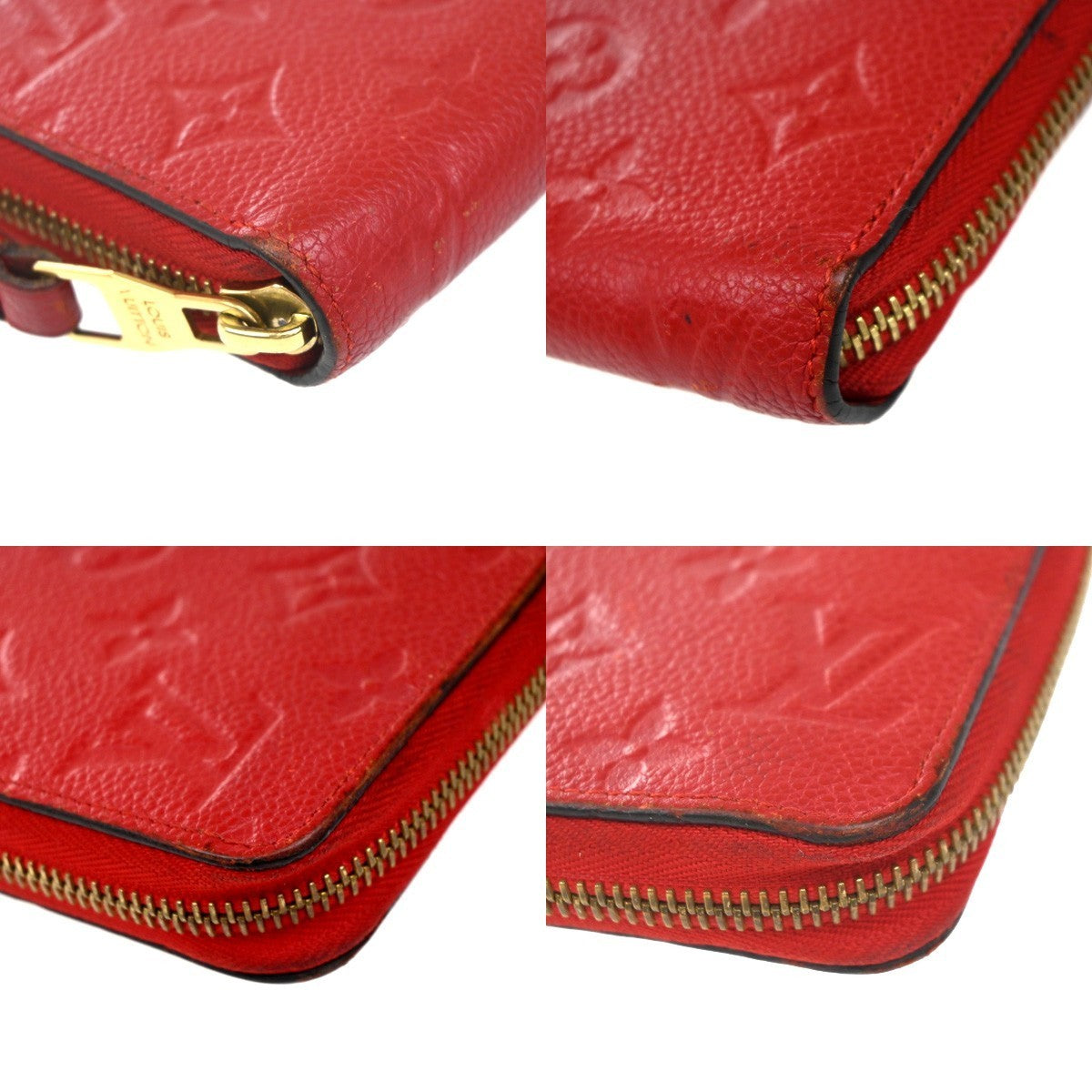 LOUIS VUITTON Logo Long Zippy Wallet Monogram Empreinte Red M63691 31KP278