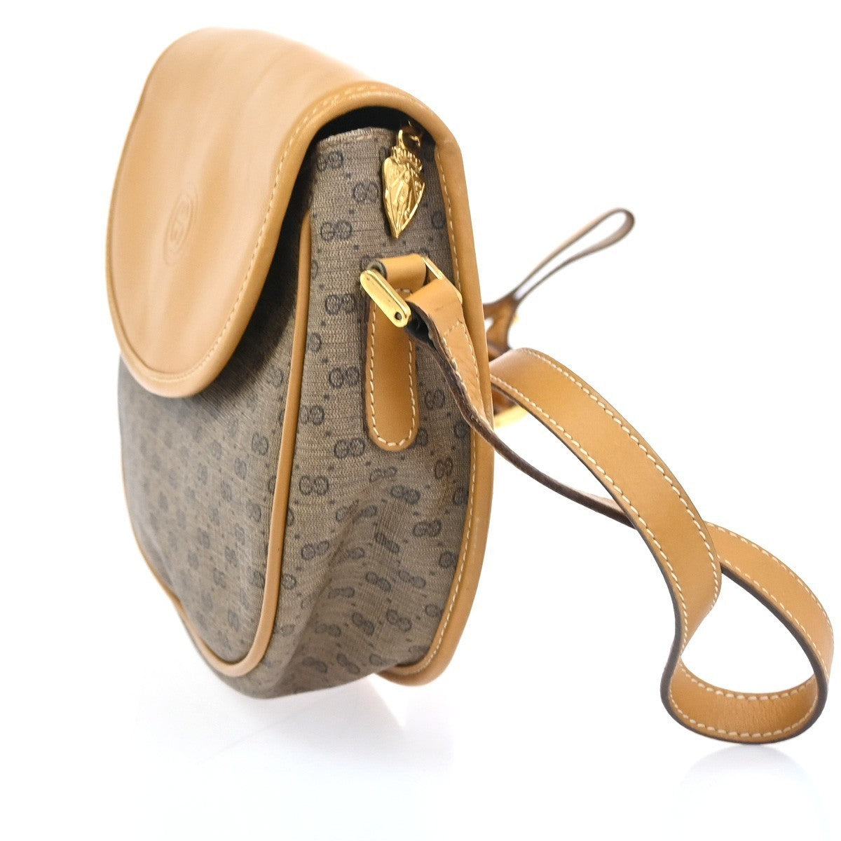 GUCCI Logo Micro GG Pattern Mini Shoulder Bag PVC Leather Brown GHW Itay 69YJ034