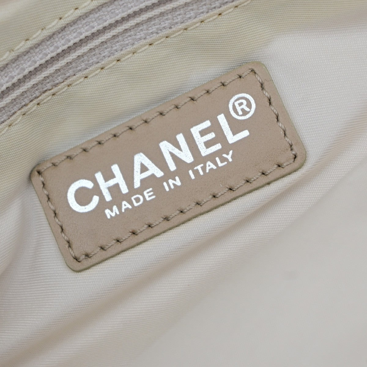 CHANEL CC Logo New Travel Line Shoulder Bag Nylon Leather Beige Italy 37EG407
