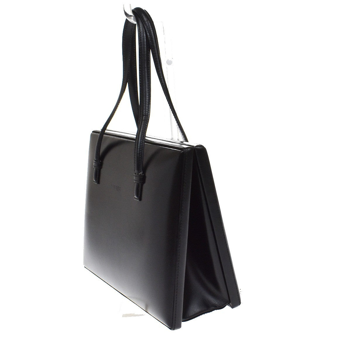 LOEWE Logo Hand Bag Calf Leather Black GHW Spain 76CA055