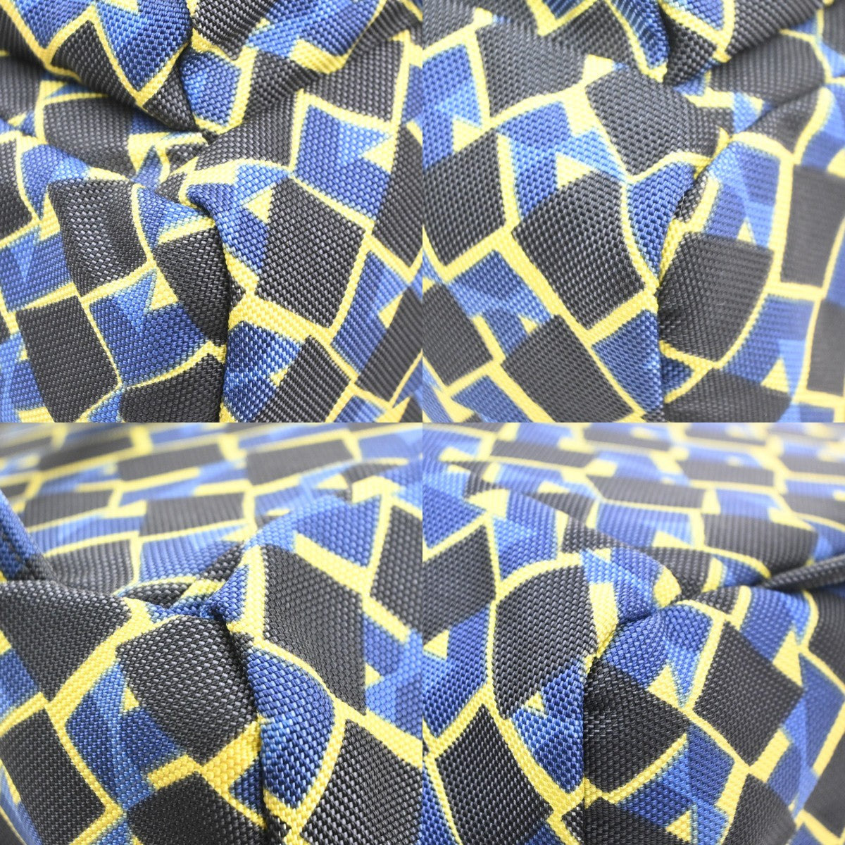 PRADA Logo Back Pack Bag Nylon Leather Yellow Blue Black SHW 79MA561