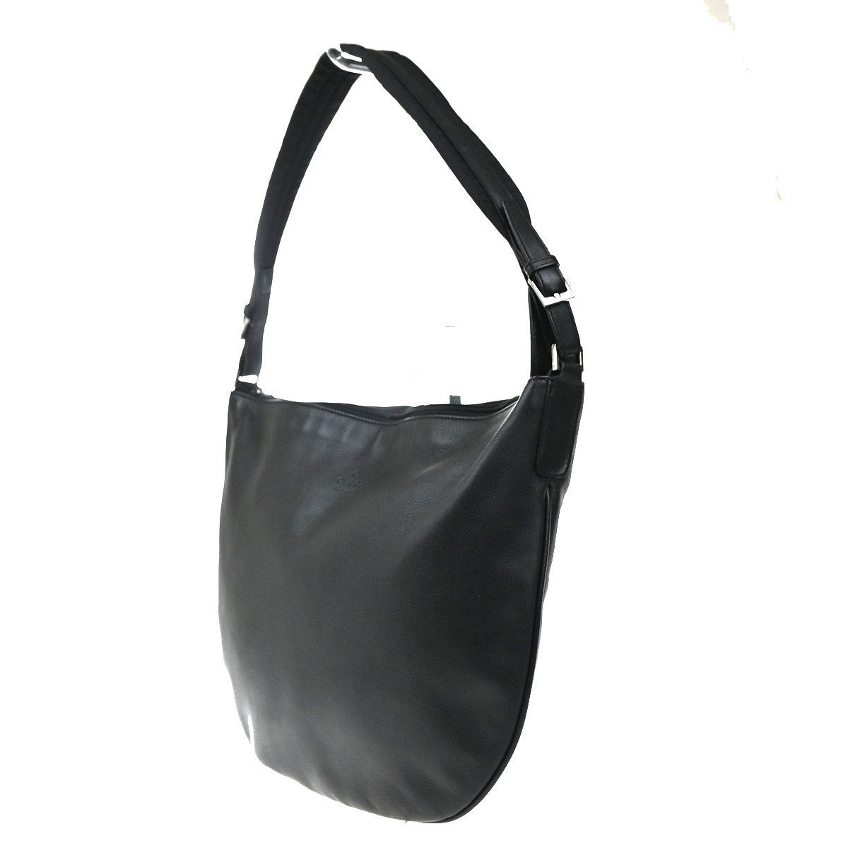 GUCCI Logo One Shoulder Hand Bag Leather Canvas Black SHW Italy 38MA213