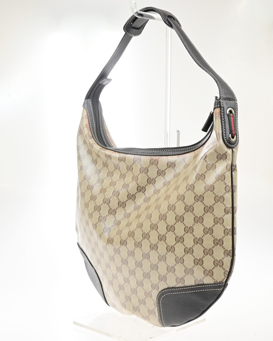 GUCCI Logo GG Crystal Sherry Shoulder Bag PVC Leather Brown GHW Italy 87MA714