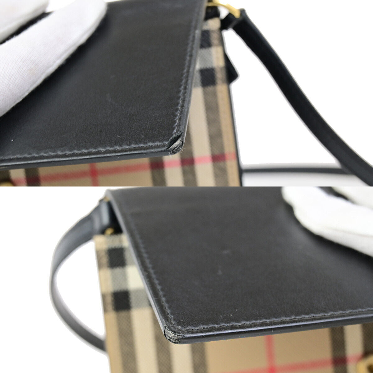 BURBERRY Logo Wallet Shoulder Bag Nova Check Leather PVC Black GHW 31SJ436