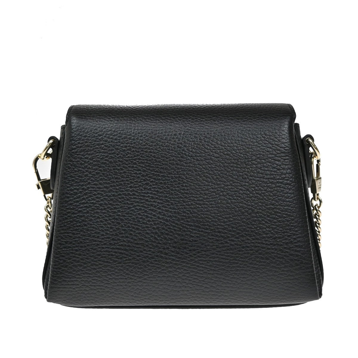 GUCCI Logo Interlocking G Chain Shoulder Bag Leather Black GHW Italy 43RL410