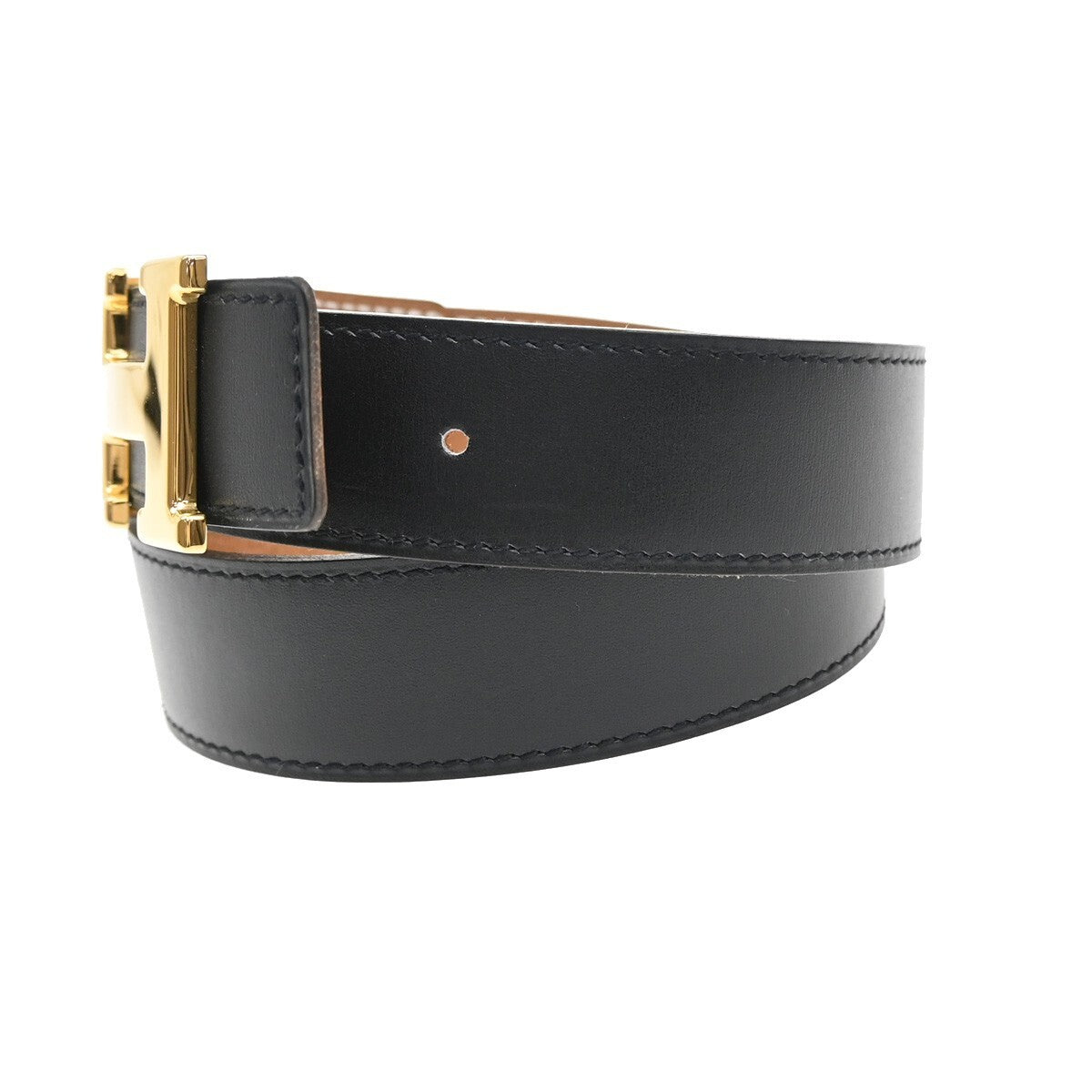 HERMES Constance H Logo Reversible Buckle Belt Leather Size 70 BK BN GHW 70RL196