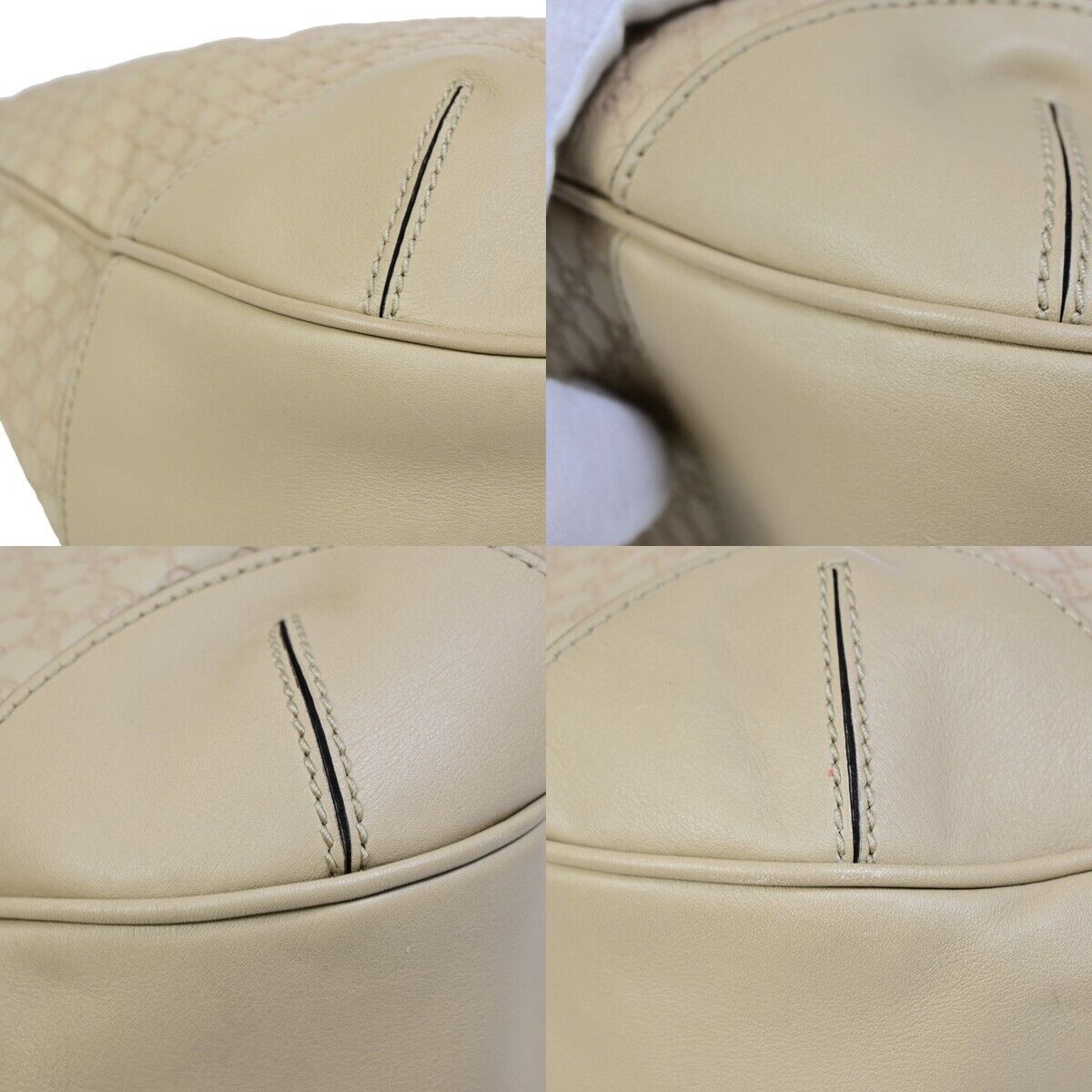 GUCCI Micro GG Guccissima Shoulder Hand Bag Leather Beige Italy 85EB460