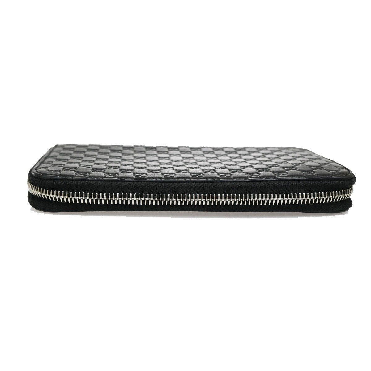 GUCCI Logo Guccissima GG Pattern Long Zipper Wallet Leather Black 60FC118
