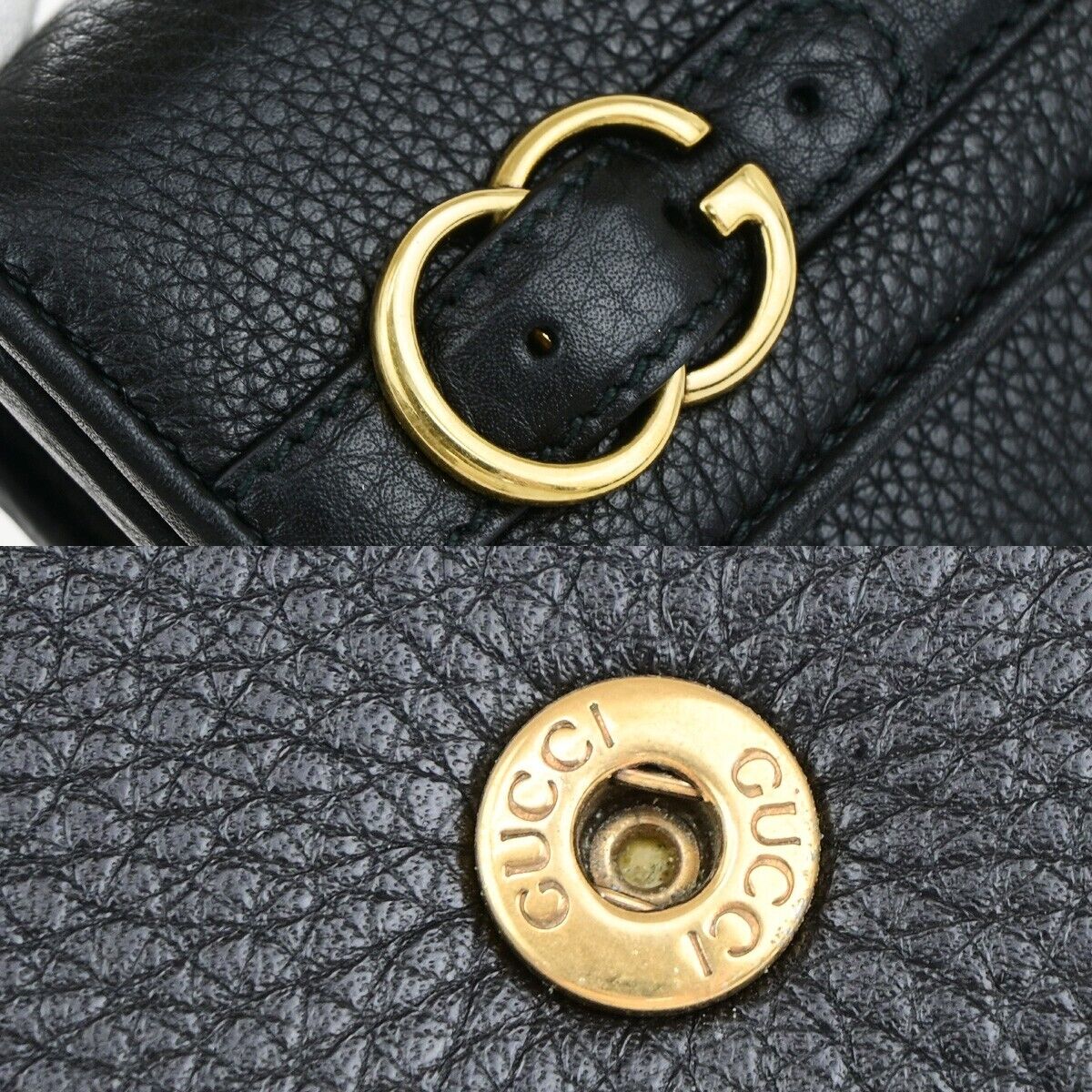 GUCCI GG Logo Bifold Long Wallet Leather Black Made in Italy 65EC001