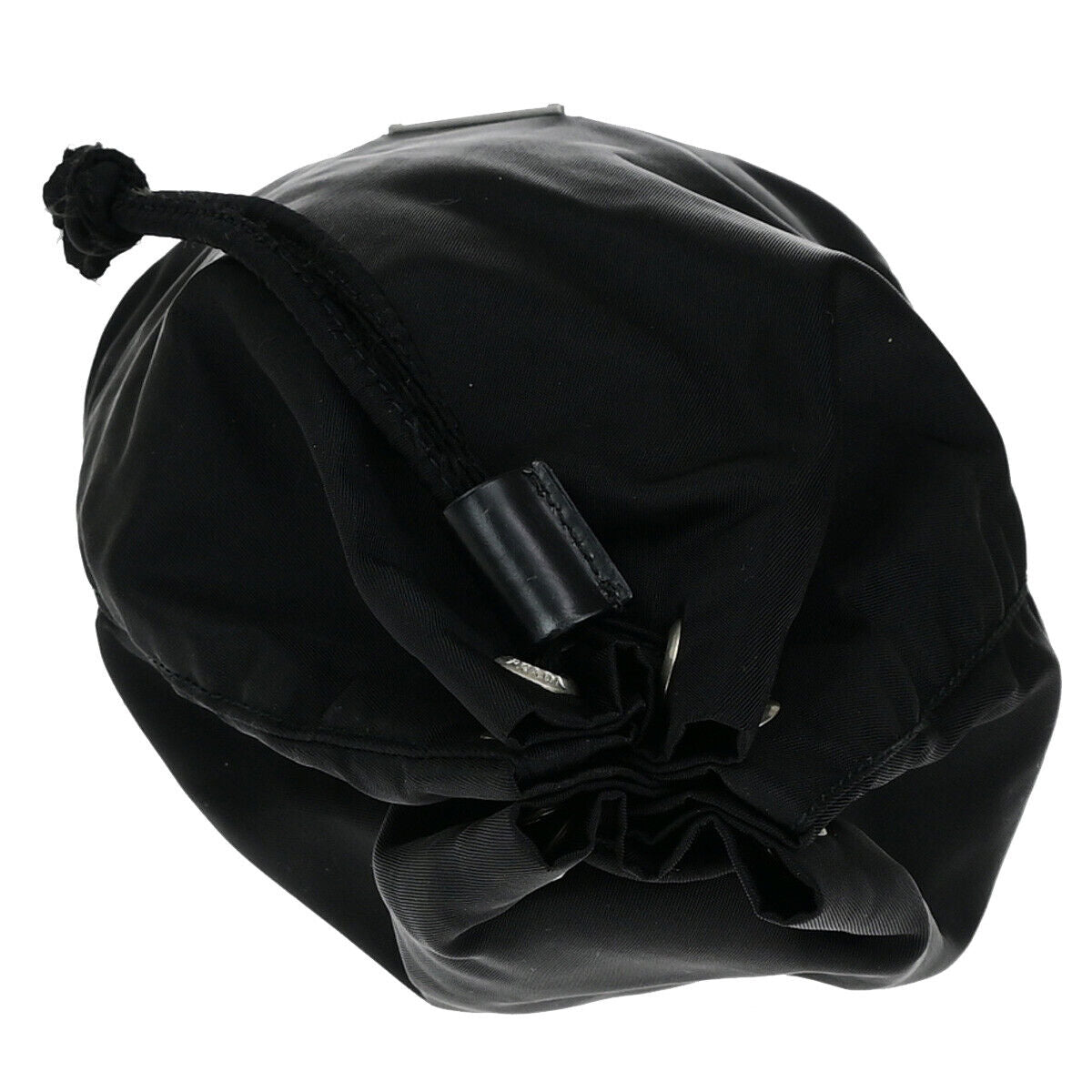 PRADA Logo Tessuto Mini Drawstring Pouch Nylon Leather Black SHW Italy 36YG794