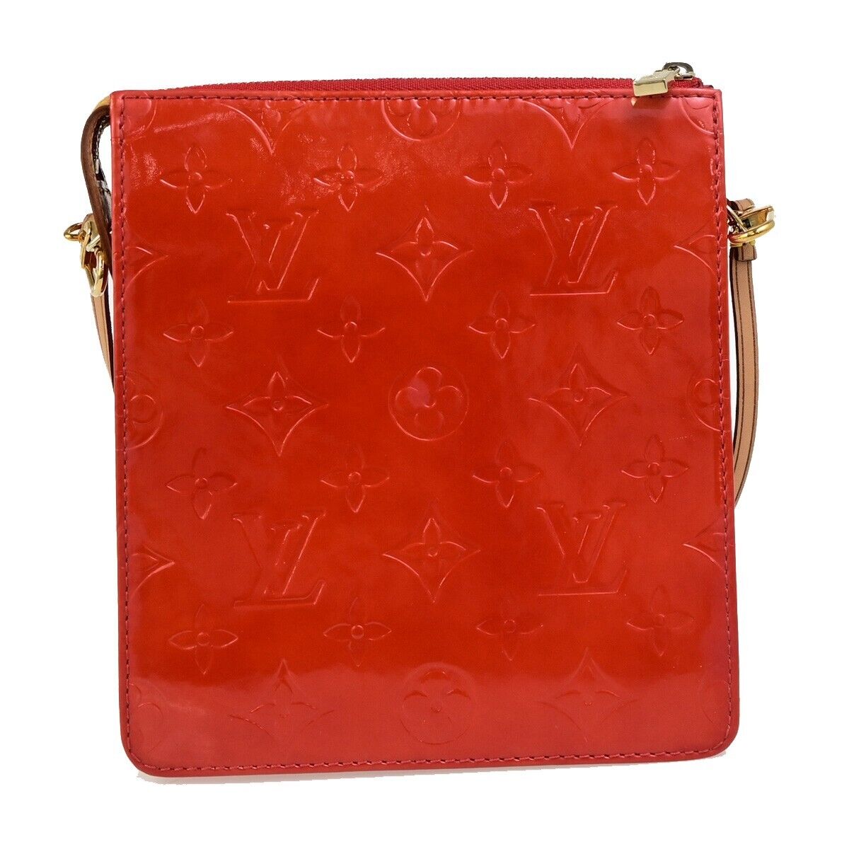 LOUIS VUITTON LV Motto Shoulder Bag Monogram Vernis Leather Red M91137 30FB338