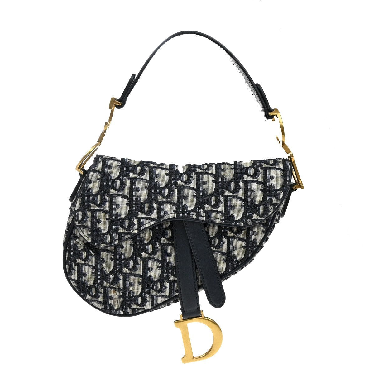 CHRISTIAN DIOR Oblique Trotter Mini Saddle Hand Bag Jacquard Leather BE 307RF279